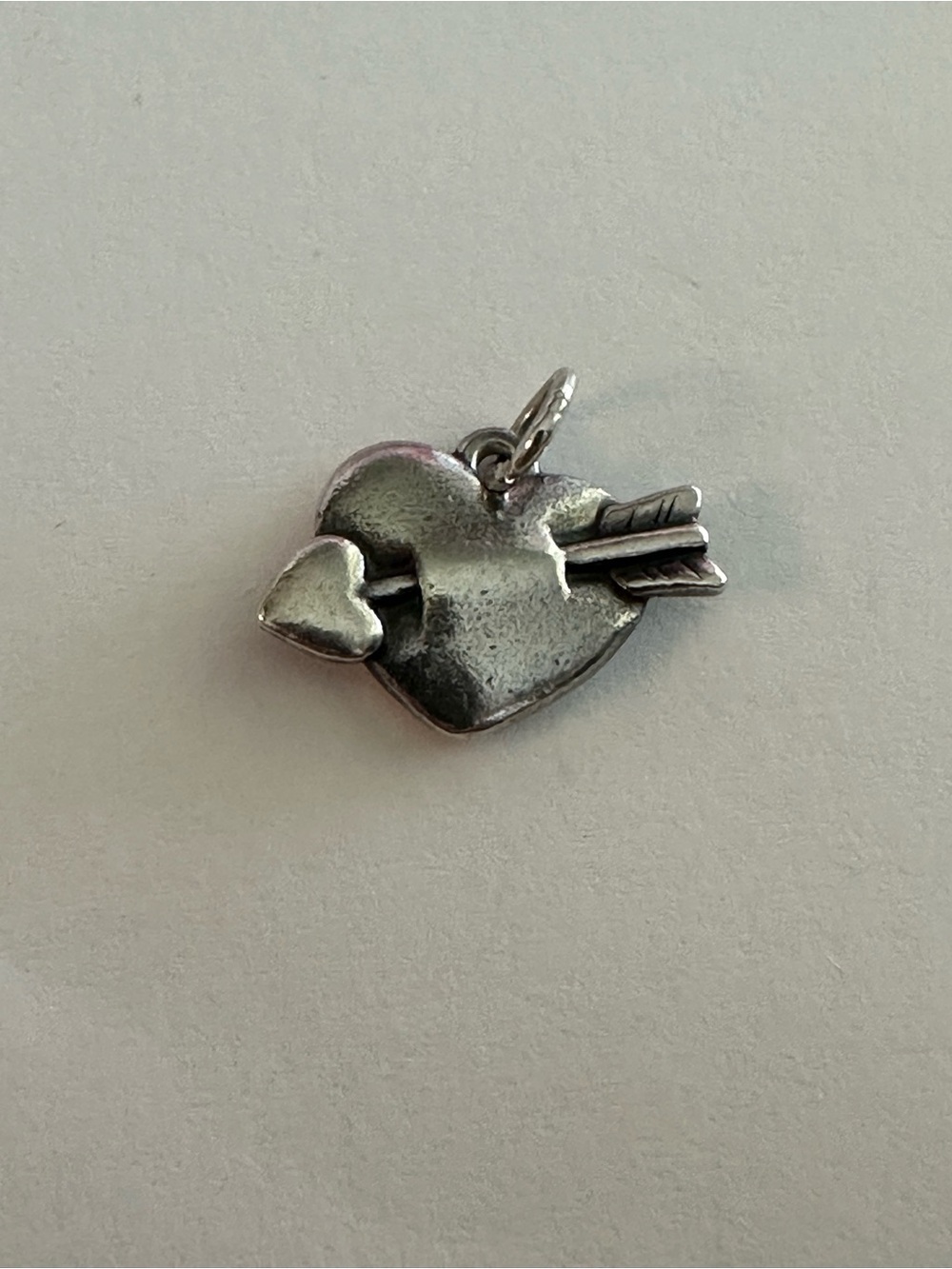 Retired James Avery Sterling Silver Heart & Arrow Charm Pendant - Silver